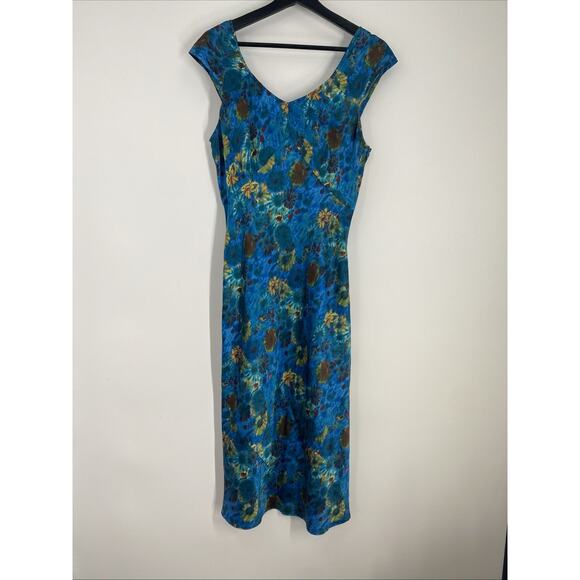 Tibi Silk Maxi Dress Women’s Medium Floral Brush Bohemian Avante Garde 879 - Picture 1 of 6
